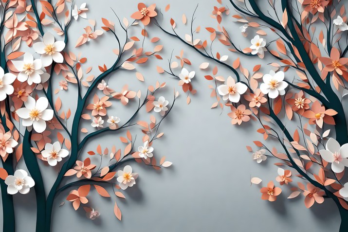 Fototapeta Sakura - grafika stylizowana na origami 32398 - zdjęcie 2