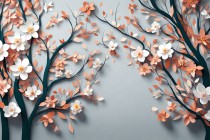 Fototapeta Sakura - grafika stylizowana na origami 32398 Naklejkomania - zdjecie 2 - miniatura