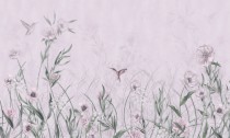 Fototapeta dla dziewczynki Łąka w pastelowym różu z kolibrami 21266 Naklejkomania - zdjecie 2 - miniatura