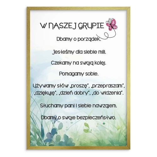 Plakat na ścianę do przedszkola - zasady zachowania, grupa Motylki 25819 - zdjęcie 2