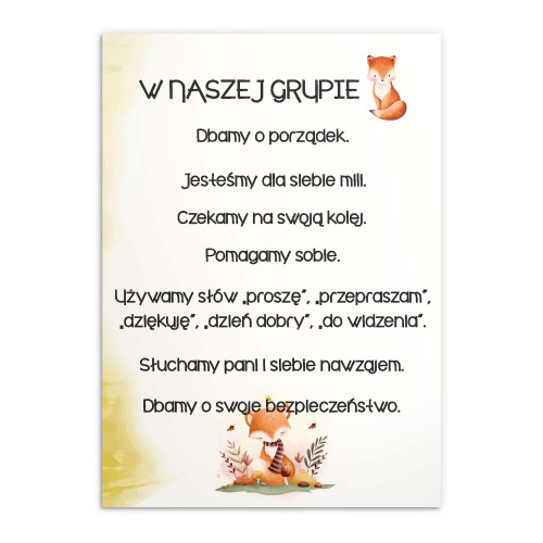 Plakat na ścianę do przedszkola - zasady zachowania, grupa Liski 25814 - zdjęcie 4