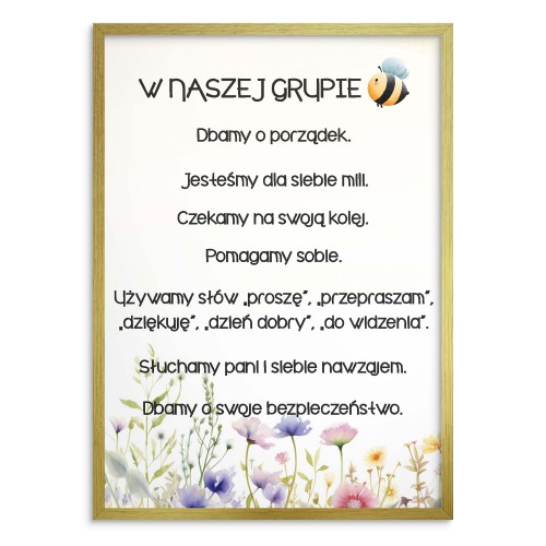 Plakat na ścianę do przedszkola - zasady zachowania, grupa Pszczółki 25823 - zdjęcie 2