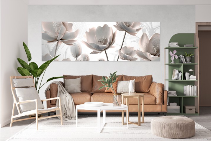 WYPRZEDAŻ 40x120 Nowoczesny obraz Kremowa łąka 32490 - zdjęcie 2