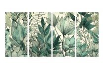 Czteroczęściowy obraz Botanika - odcienie zieleni 32520 Naklejkomania - zdjecie 1 - miniatura