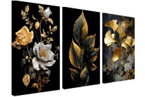 Tryptyk w stylu glamour Złote kompozycje florystyczne 32459 Naklejkomania - zdjecie 3 - miniatura