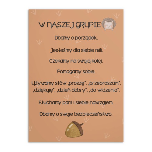 Plakat na ścianę do przedszkola - zasady zachowania, grupa Jeżyki 25807 - zdjęcie 4