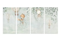 Dziecięca, czteroczęściowa kompozycja obrazów Króliczek, lisek i balony wśród kwiatów 32542 Naklejkomania - zdjecie 1 - miniatura