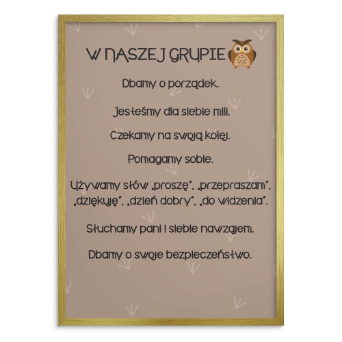 Plakat na ścianę do przedszkola - zasady zachowania, grupa Sówki 25833 - zdjęcie 2
