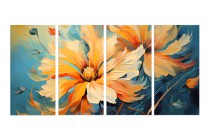 Czteroczęściowy obraz Kwiat - gęsta farba 32568 Naklejkomania - zdjecie 1 - miniatura