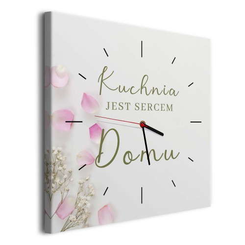 Romantyczny zegar do kuchni z obrazem i napisem Kuchnia jest sercem domu 25322 - zdjęcie 2