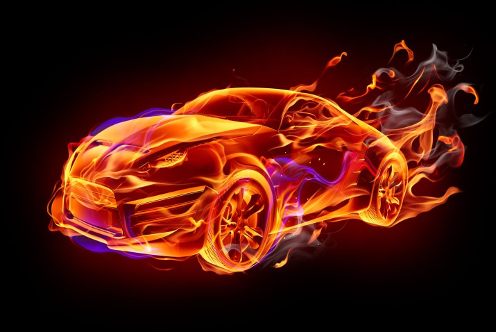 Nowoczesna fototapeta motoryzacyjna Samochód w płomieniach 80013 - zdjęcie 2