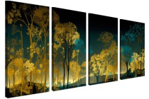 Czteroczęściowy obraz Fantastyczny las złota i błękitu 32532 Naklejkomania - zdjecie 3 - miniatura