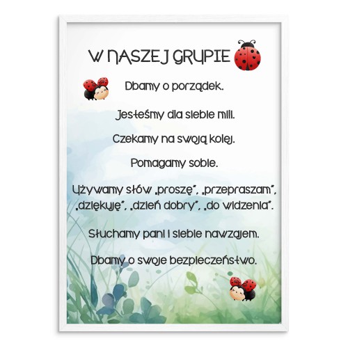 Plakat na ścianę do przedszkola - zasady zachowania, grupa Biedronki 25802 - zdjęcie 2