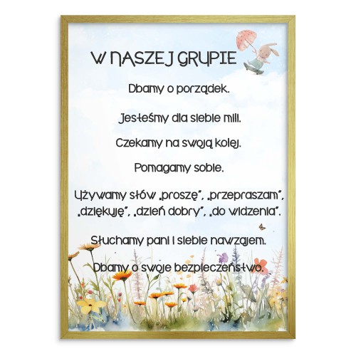 Plakat na ścianę do przedszkola - zasady zachowania, grupa Zajączki 25837 - zdjęcie 2