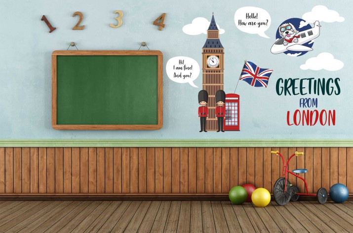 WYPRZEDAŻ 80X160 Naklejki dla dzieci na ścianę do szkoły i klasy językowej Londyn Naklejkomania - zdjecie 1