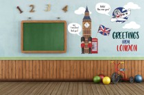 WYPRZEDAŻ 80X160 Naklejki dla dzieci na ścianę do szkoły i klasy językowej Londyn Naklejkomania - zdjecie 1 - miniatura