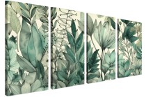 Czteroczęściowy obraz Botanika - odcienie zieleni 32520 Naklejkomania - zdjecie 3 - miniatura