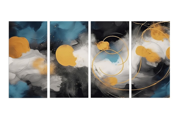 Abstrakcyjna kompozycja czterech obrazów Struktury farby 32553 Naklejkomania - zdjecie 1