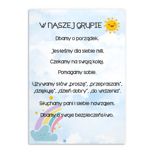 Plakat na ścianę do przedszkola - zasady zachowania, grupa Słoneczka 25826 - zdjęcie 4