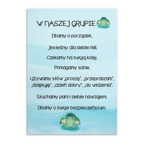 Plakat na ścianę do przedszkola - zasady zachowania, grupa Żabki 25829 - zdjęcie 4