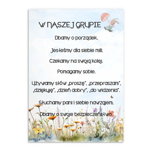Plakat na ścianę do przedszkola - zasady zachowania, grupa Zajączki 25837 - zdjęcie 4