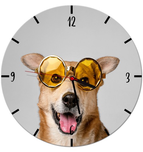 Zabawny zegar ścienny Pies w okularach przeciwsłonecznych Z056 Naklejkomania - zdjecie 1