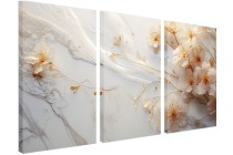 Delikatny tryptyk Białe kwiaty w sepii 32444 Naklejkomania - zdjecie 3 - miniatura