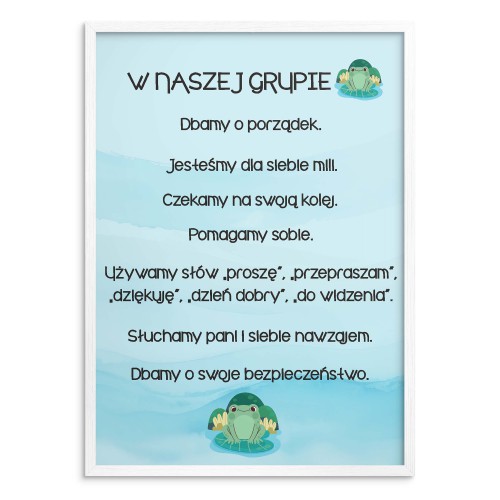 Plakat na ścianę do przedszkola - zasady zachowania, grupa Żabki 25829 - zdjęcie 3