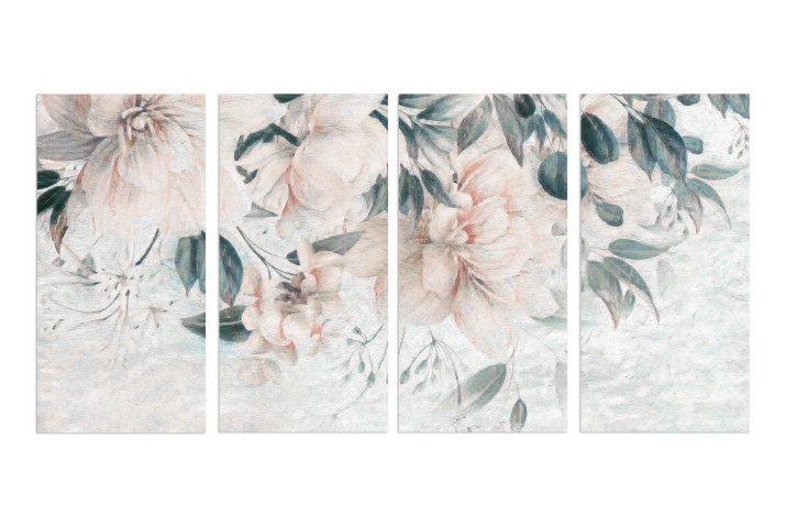 Czteroczęściowy, delikatny obraz ozdobny Kwiaty za mgiełką 32496 Naklejkomania - zdjecie 1