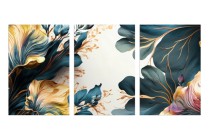 Tryptyk Kwiaty - płynna farba 32451 Naklejkomania - zdjecie 1 - miniatura