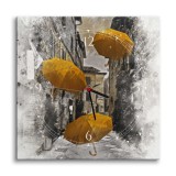 Zegar z obrazem Żółte parasolki w miejskiej uliczce 25308 Naklejkomania - zdjecie 1 - miniatura