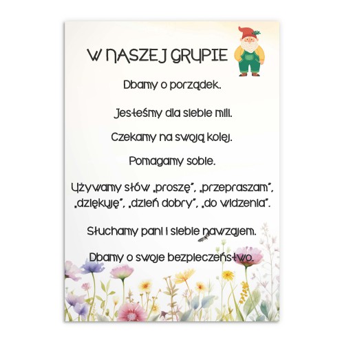 Plakat na ścianę do przedszkola - zasady zachowania, grupa Krasnoludki 25811 - zdjęcie 4