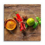 Obraz do kuchni z zegarem Wyraziste smaki - przyprawy, warzywa, owoce i zioła 25319 Naklejkomania - zdjecie 1 - miniatura