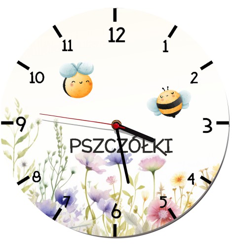 Zegar ścienny do przedszkola dla grupy Pszczółki