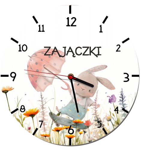 Zegar ścienny do przedszkola dla grupy Zajączki Naklejkomania - zdjecie 1