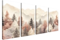 Czteroczęściowy obraz Las i wzgórza w jesiennych kolorach 32565 Naklejkomania - zdjecie 2 - miniatura