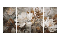 Czteroczęściowy obraz Białe kwiaty w sepii 32528 Naklejkomania - zdjecie 1 - miniatura