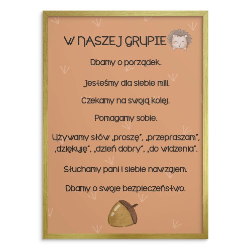 Plakat na ścianę do przedszkola - zasady zachowania, grupa Jeżyki 25807 - zdjęcie 3