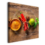 Obraz do kuchni z zegarem Wyraziste smaki - przyprawy, warzywa, owoce i zioła 25319 Naklejkomania - zdjecie 2 - miniatura