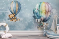 Dziecięca fototapeta Niebo z gwiazdami, misie i balony 21267 Naklejkomania - zdjecie 1 - miniatura