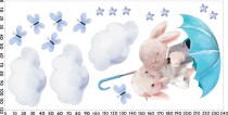 Naklejki dla dzieci Zakochane króliczki - podróż wśród chmurek, gwiazdek i motyli 22072 Naklejkomania - zdjecie 3 - miniatura