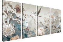 Czteroczęściowy obraz Ptaki wśród kwiatów 32539 Naklejkomania - zdjecie 2 - miniatura