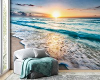 Fototapeta na ścianę wchód słońca na plaży 64103 Naklejkomania - zdjecie 1 - miniatura