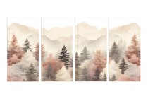 Czteroczęściowy obraz Las i wzgórza w jesiennych kolorach 32565 Naklejkomania - zdjecie 1 - miniatura