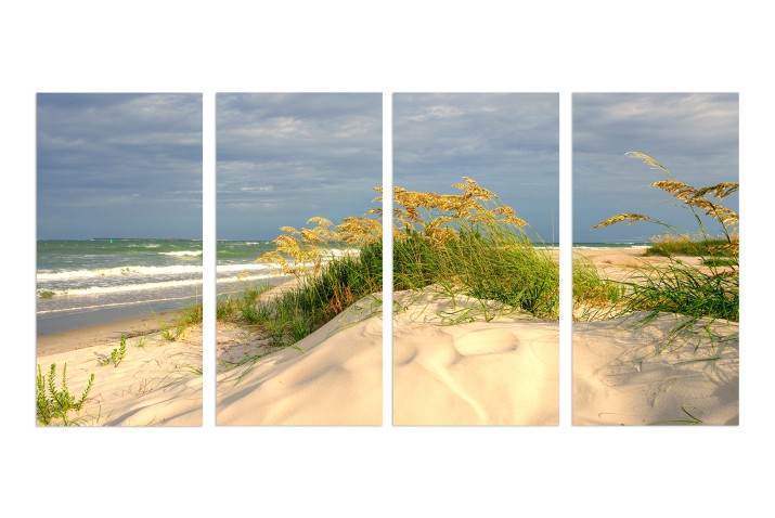 Czteroczęściowy obraz Plaża w wietrzny dzień 32500 Naklejkomania - zdjecie 1