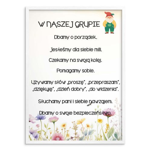 Plakat na ścianę do przedszkola - zasady zachowania, grupa Krasnoludki 25811 - zdjęcie 2