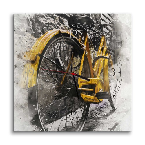 Zegar z obrazem Żółty rower 25312 Naklejkomania - zdjecie 1