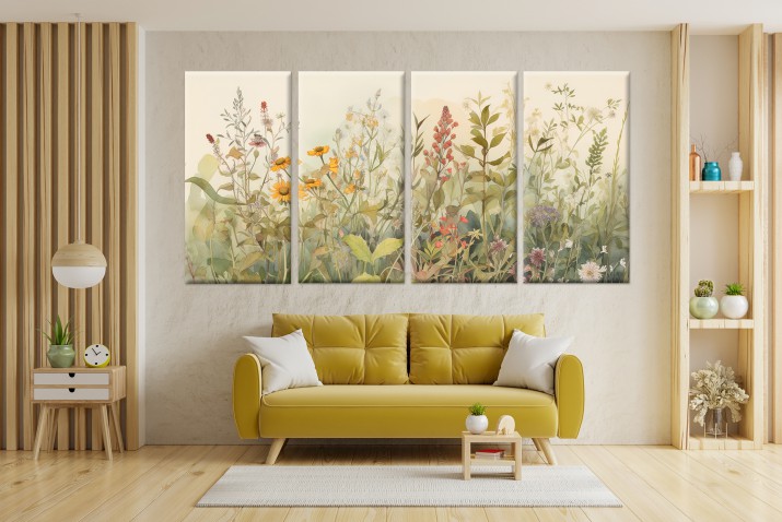 WYPRZEDAŻ 80X160 Czteroczęściowy obraz Namalowana łąka 32547 - zdjęcie 3