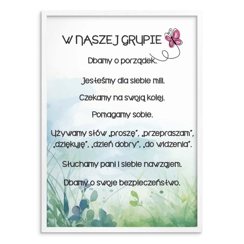 Plakat na ścianę do przedszkola - zasady zachowania, grupa Motylki 25819 - zdjęcie 3