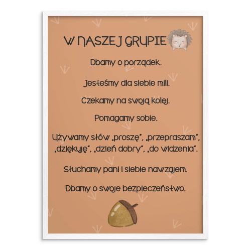 Plakat na ścianę do przedszkola - zasady zachowania, grupa Jeżyki 25807 - zdjęcie 2